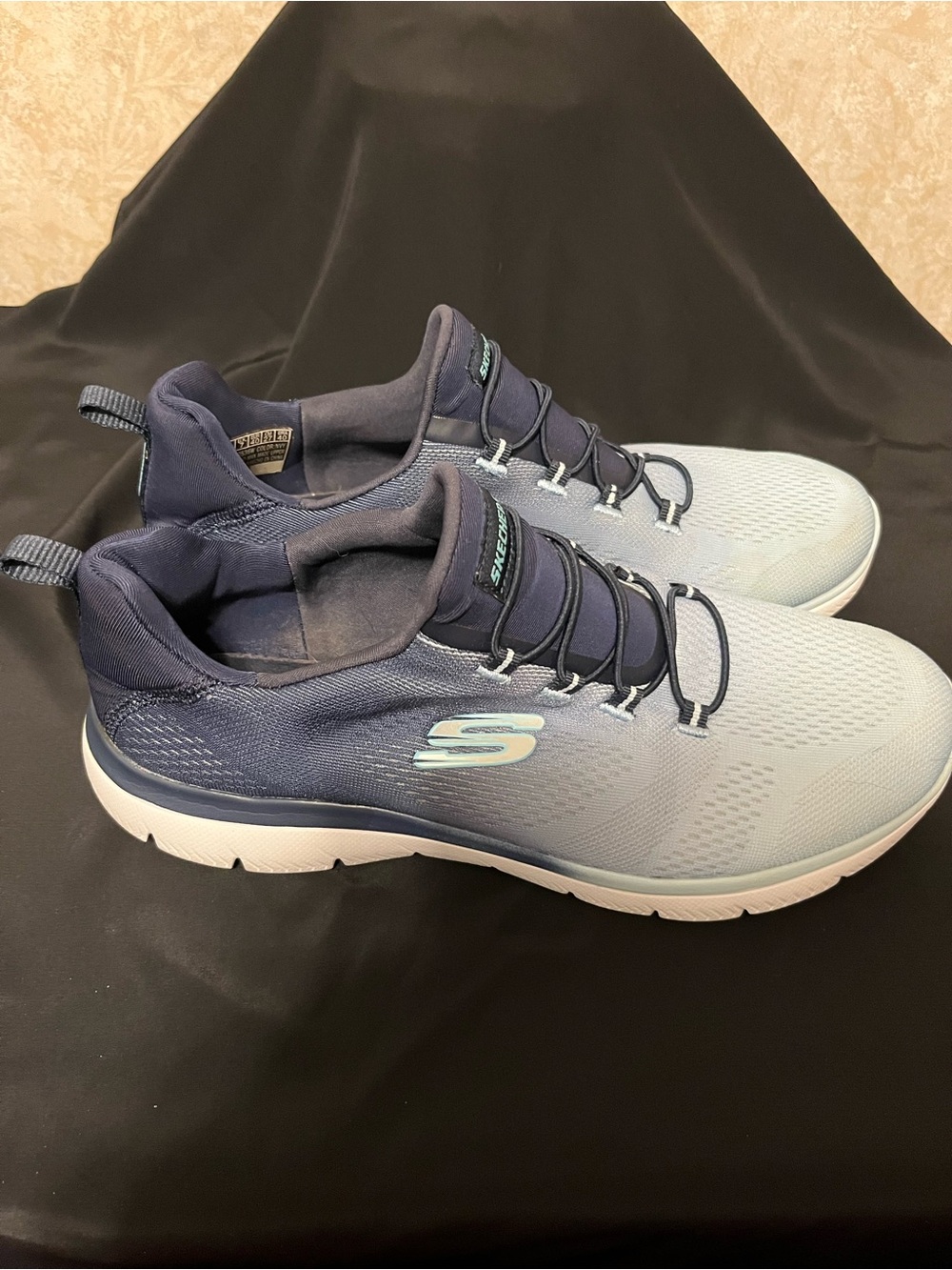 Skechers Gradient Navy and Light Blue Slip-On Athletic Sneakers - Picture 3 of 6